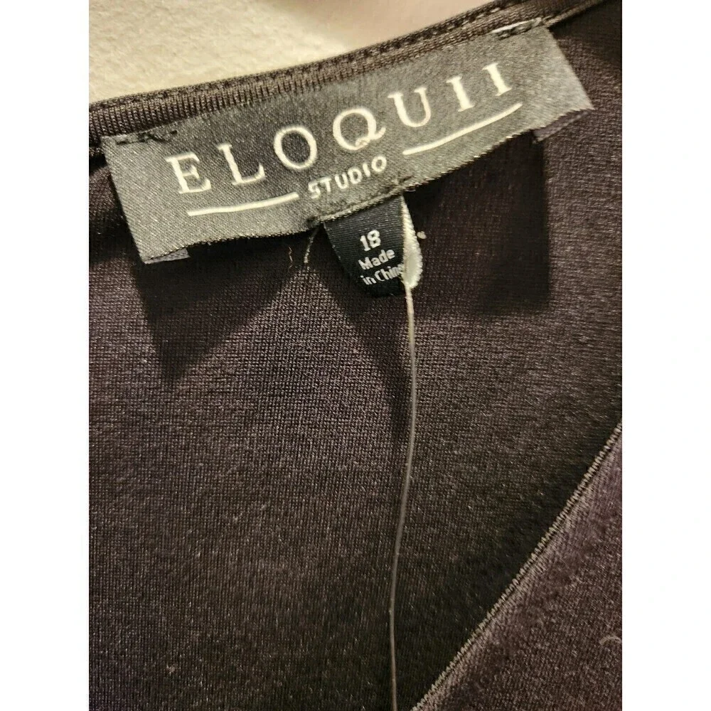 Eloquii Black Dress Gold Zipper Accents at sides for slimming effect long Sleeve - Picture 6 of 9